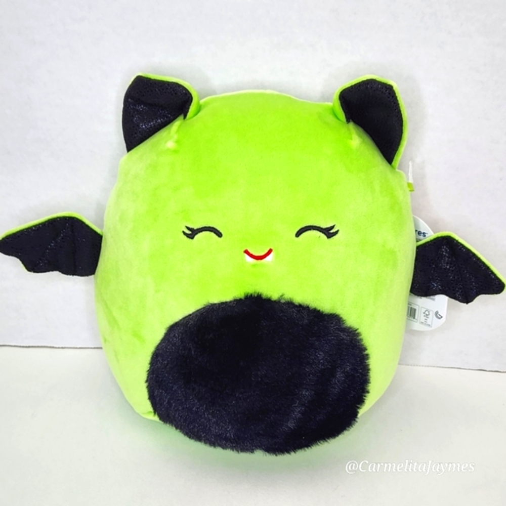 🎃 LEAP 🦇 FTM Lime Green & Black Bat Halloween 2024 Original Squishmallow ☆ NWT